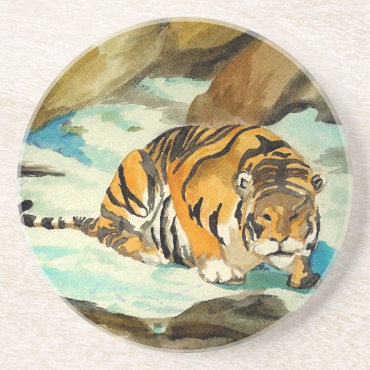 Dessous De Verre En Grès Tigre aquarelle (Devant)