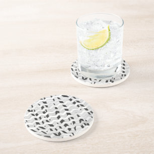 Dessous De Verre En Grès Tigre Cheveron noir et blanc