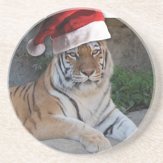 Dessous De Verre En Grès Tigre du Bengale de Noël (Devant)
