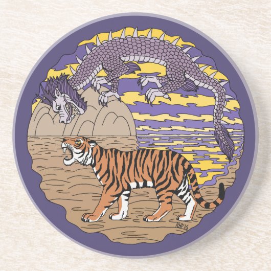 Dessous De Verre En Grès Tigre et dragon (Devant)