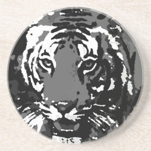 Dessous De Verre En Grès Tigre noir blanc Pop Art