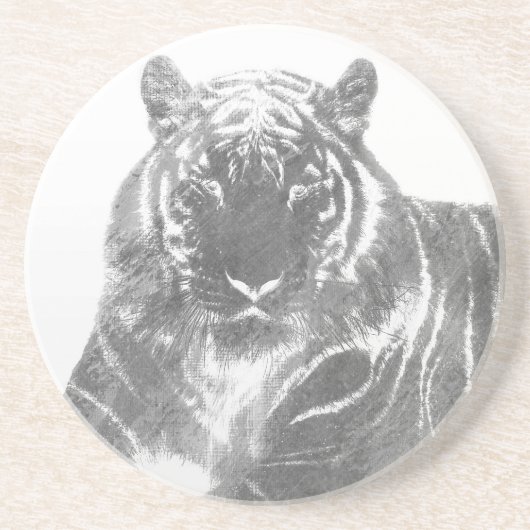 Dessous De Verre En Grès Tigre noir et blanc (Devant)