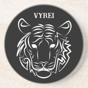 Dessous De Verre En Grès Tigre tribal noir et blanc