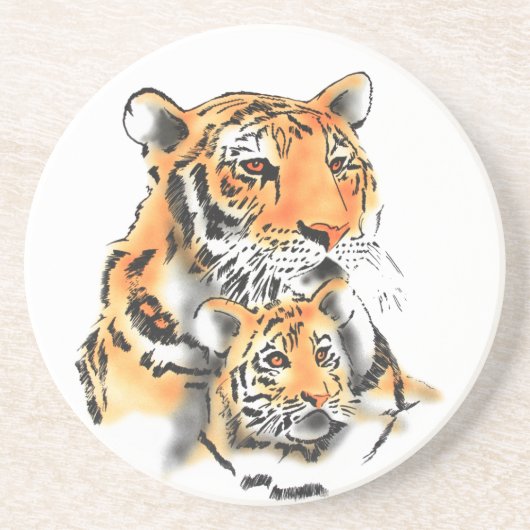 Dessous De Verre En Grès Tigress and Cub (Devant)