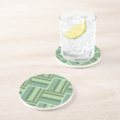 Dessous De Verre En Grès Tissage de bandes vert olive (Côté)