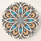 Dessous De Verre En Grès Tissage de mandala de fleurs (Devant)