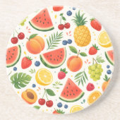 Dessous De Verre En Grès Tissu à motif de fruits d'été | Pastèque tropicale (Devant)
