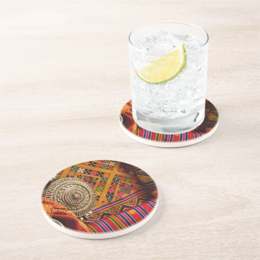 Dessous De Verre En Grès Tissus, Bhoutan (Côté)