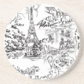 Dessous De Verre En Grès Toile Tour Eiffel (Devant)