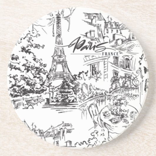 Dessous De Verre En Grès Toile Tour Eiffel (Devant)