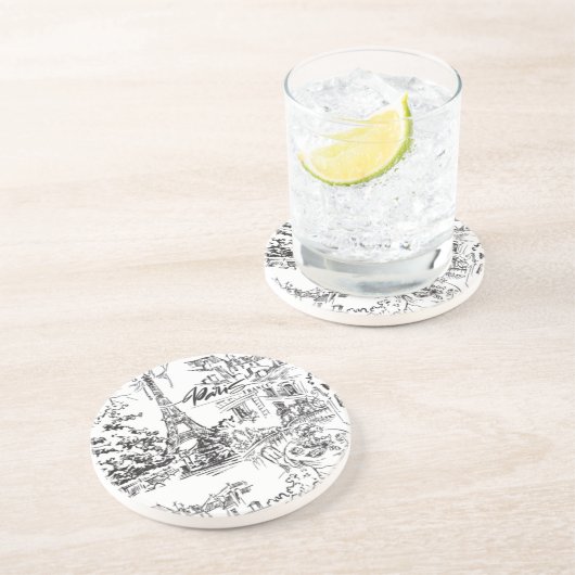 Dessous De Verre En Grès Toile Tour Eiffel (Côté)