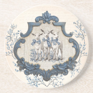 Dessous De Verre En Grès Toile vintage Nativité Trois moutons