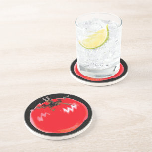 Dessous De Verre En Grès Tomate chaude rouge