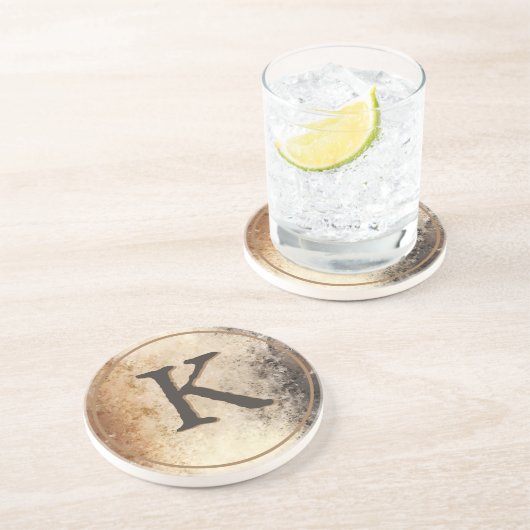 Dessous De Verre En Grès Ton Brown Abstrait (Côté)