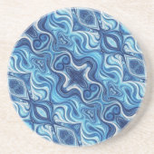 Dessous De Verre En Grès Tons du Motif de la spirale bleue (Devant)