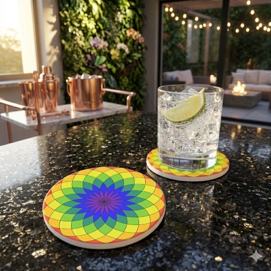 Dessous De Verre En Grès Tore de Manège Arc-en-Ciel