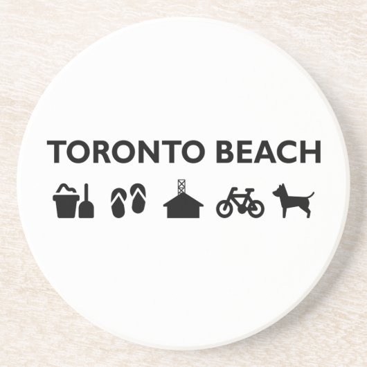 Dessous De Verre En Grès Toronto Beach Icons Monotone Black (Devant)