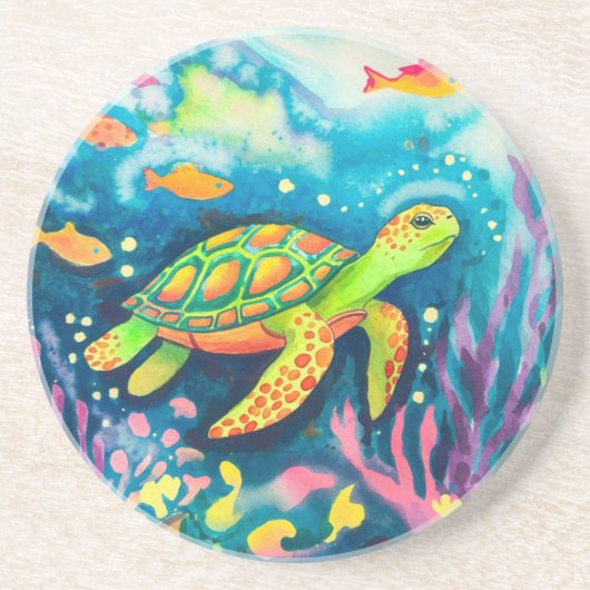 Dessous De Verre En Grès Tortue à peinture (Devant)