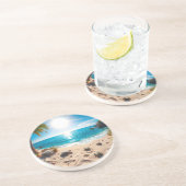 Dessous De Verre En Grès Tortue de mer à l'aquarelle sarcelle Zen côtier (Côté)