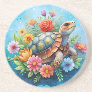 Dessous De Verre En Grès Tortue florale