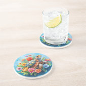 Dessous De Verre En Grès Tortue florale (Côté)
