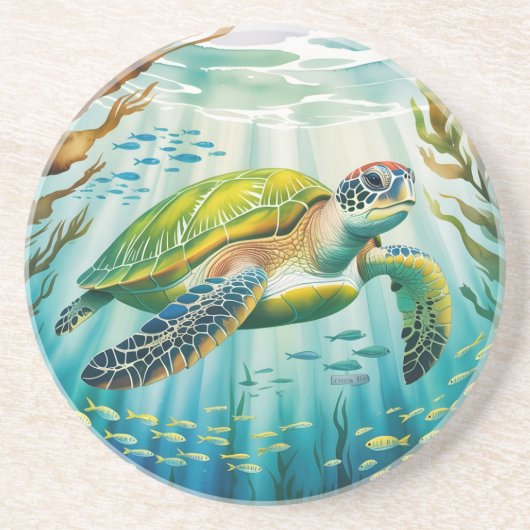 Dessous De Verre En Grès Tortue peinte (Devant)