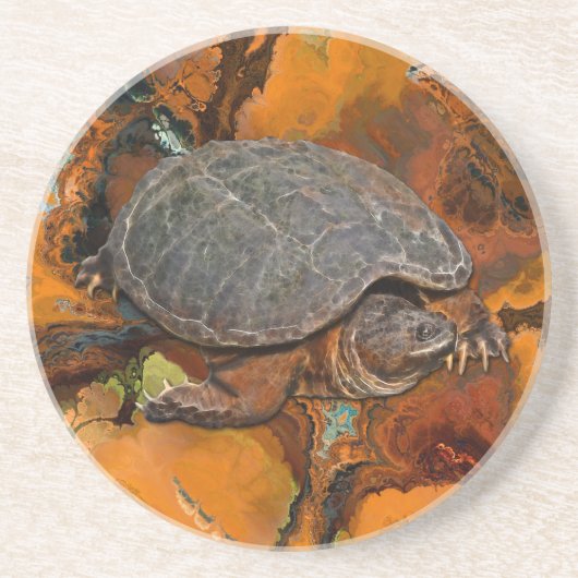 Dessous De Verre En Grès Tortue serpentine Terrapin-lover Cadeau (Devant)