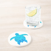 Dessous De Verre En Grès Tortue tribale bleue (Côté)