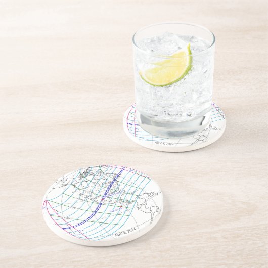 Dessous De Verre En Grès Total Solaire Eclipse 2024 Global Path (Côté)