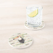 Dessous De Verre En Grès Toucan Oiseau Rose Vert Rayures (Côté)