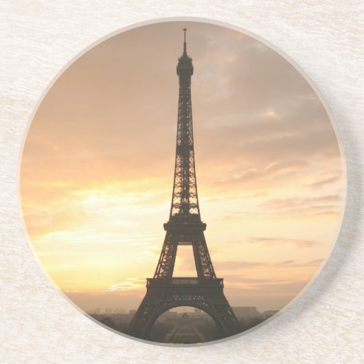 Dessous De Verre En Grès Tour Eiffel au lever du soleil. (Devant)