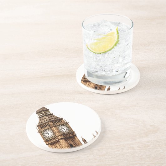Dessous De Verre En Grès Tour Sepia Big Ben (Côté)