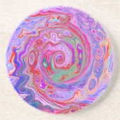 Dessous De Verre En Grès Tourbillon Abstrait Rétro Rouge, Violet et Rose (Devant)