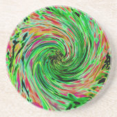 Dessous De Verre En Grès Tourbillon Floral Abstrait Lime Vert et Noir (Devant)