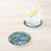 Dessous De Verre En Grès Tourbillon Océanique Rond en Grès (Côté)