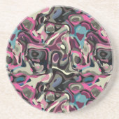 Dessous De Verre En Grès tourbillons roses bleus et gris (Devant)