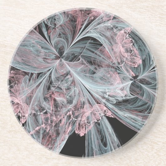 Dessous De Verre En Grès Tourbillons roses et aqua (Devant)