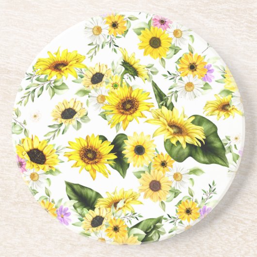 Dessous De Verre En Grès Tournesol d'aquarelle 7 (Devant)