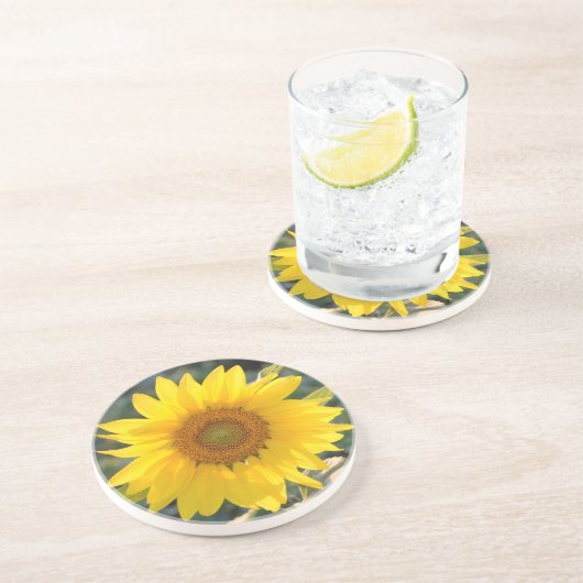 Dessous de verre en grès tournesol ensoleillé (Côté)