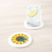 Dessous De Verre En Grès Tournesol et papillon bleu (Côté)
