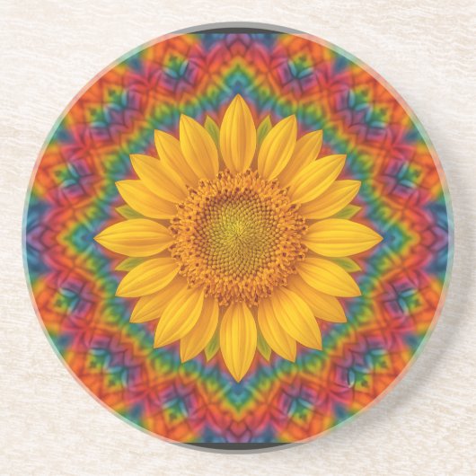 Dessous De Verre En Grès Tournesol Kaléidoscope (Devant)