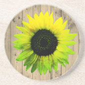 Dessous De Verre En Grès Tournesol sur bois rustique (Devant)