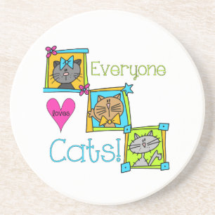 Dessous De Verre En Grès Tout le monde aime les chats