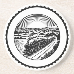Dessous De Verre En Grès Train à vapeur rural