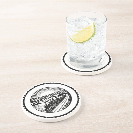 Dessous De Verre En Grès Train à vapeur rural (Côté)