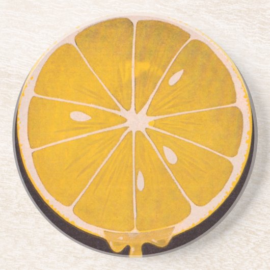 Dessous De Verre En Grès tranche de citron jaune vif (Devant)