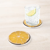Dessous De Verre En Grès tranche de citron jaune vif (Côté)
