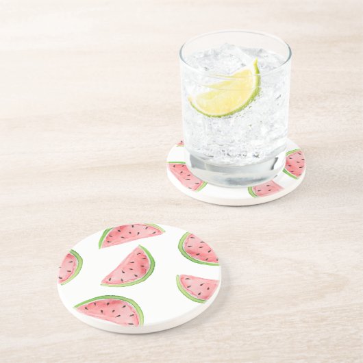 Dessous De Verre En Grès tranches de pastèque aquarelle (Côté)