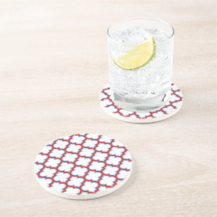 Dessous De Verre En Grès Trellis blanc et rouge, treillis, Quatrefoil