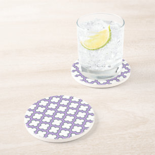 Dessous De Verre En Grès Trellis blanc et violet, treillis, Quatrefoil
